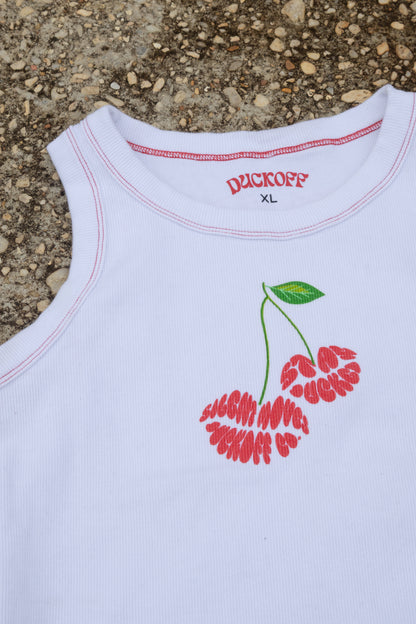Cherry Tank Top- White