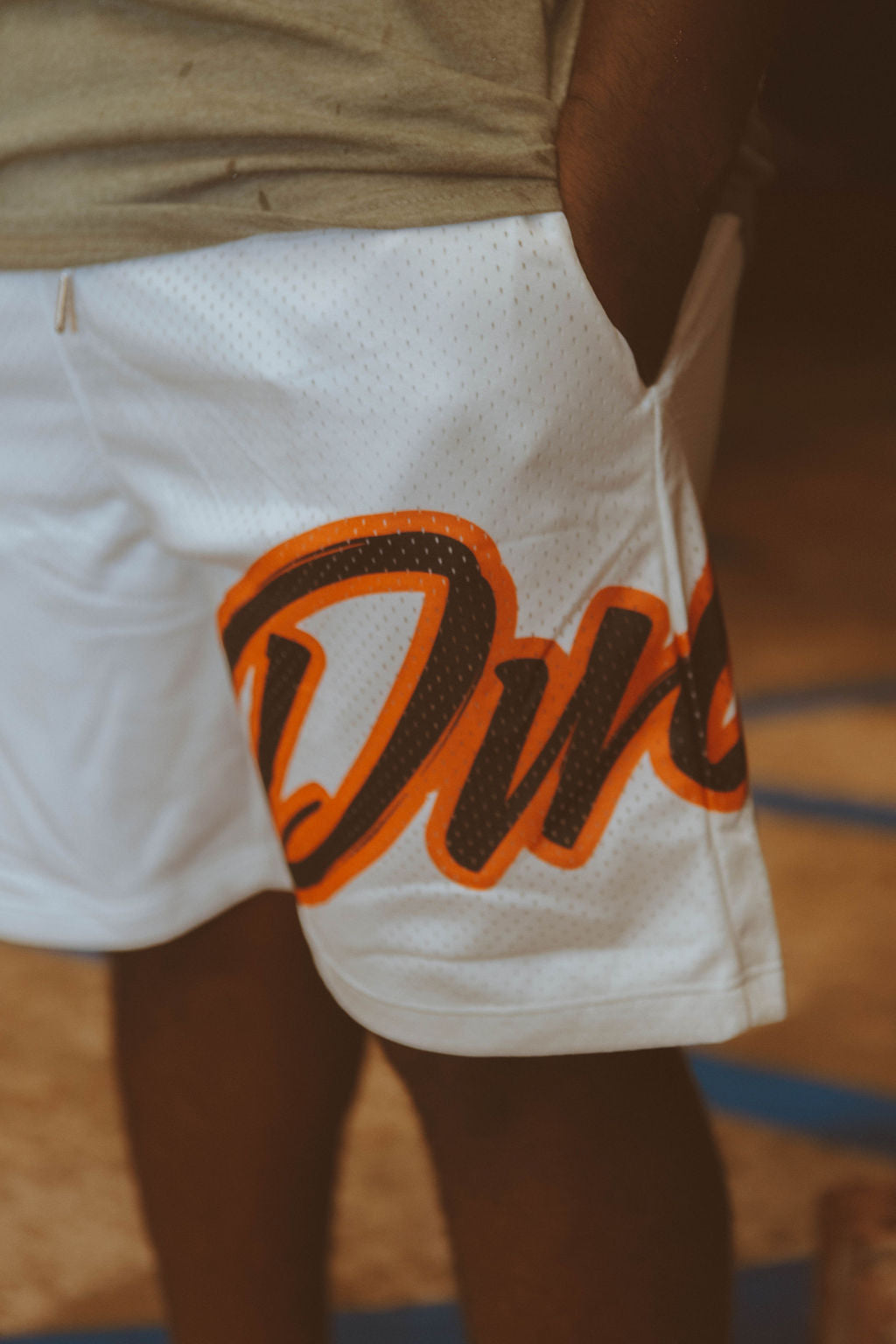 Logo Mesh Shorts- White/Red