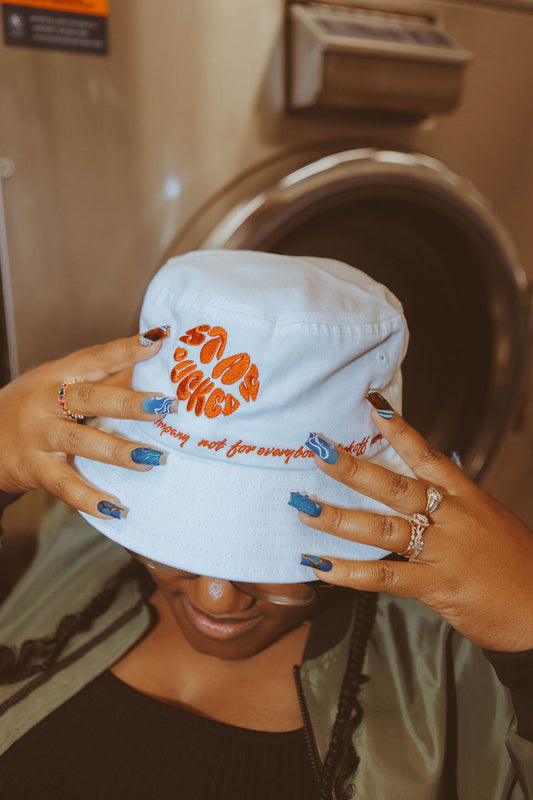 Cherry Bucket Hat- White
